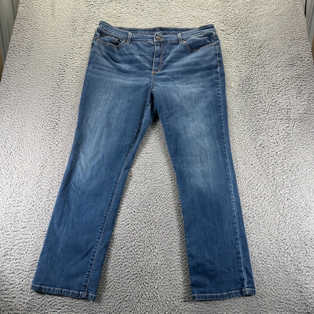St. John's Bay Jeans Women's 18 Blue Denim Cotton‎ Straight Leg Workwear Stretch
